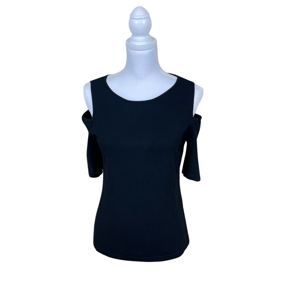Ann Taylor Black Knit Off Shoulder Top Size Medium